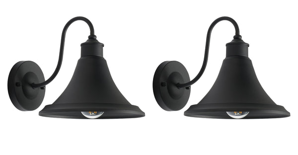 Safavieh GRAYLYN, Set of 2 Black Steel Outdoor Wall Sconces - 9 Inch, Modern Minimalist Lighting for Exteriors PLT7016A-SET2