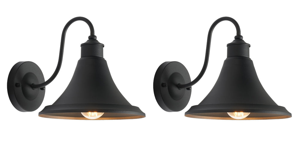 Safavieh GRAYLYN, Set of 2 Black Steel Outdoor Wall Sconces - 9 Inch, Modern Minimalist Lighting for Exteriors PLT7016A-SET2