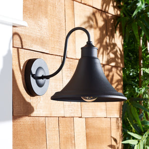 Safavieh GRAYLYN, Set of 2 Black Steel Outdoor Wall Sconces - 9 Inch, Modern Minimalist Lighting for Exteriors PLT7016A-SET2