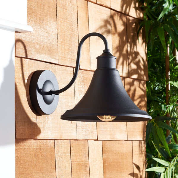 Safavieh GRAYLYN, Set of 2 Black Steel Outdoor Wall Sconces - 9 Inch, Modern Minimalist Lighting for Exteriors PLT7016A-SET2