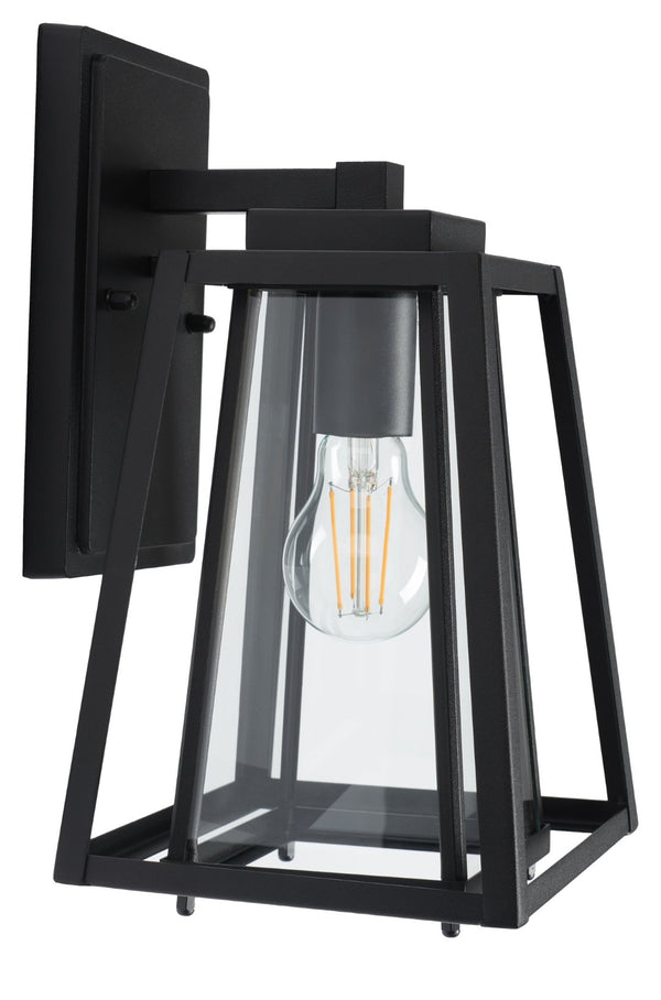 Safavieh RYDLER, Modern 7.48-Inch Black Steel & Glass Outdoor Wall Sconce Set of 2 for Stylish Illumination PLT7030A-SET2