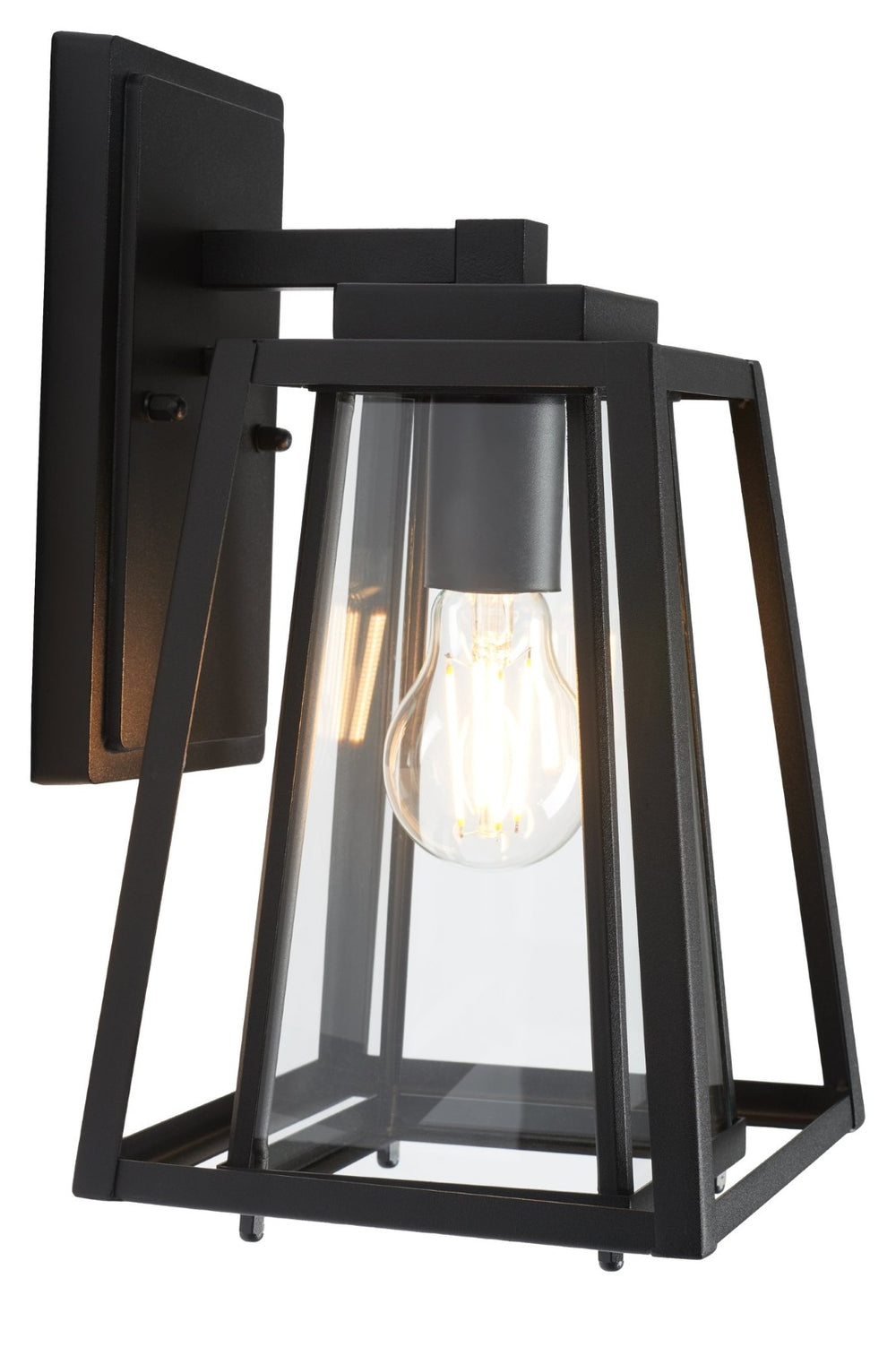 Safavieh RYDLER, Modern 7.48-Inch Black Steel & Glass Outdoor Wall Sconce Set of 2 for Stylish Illumination PLT7030A-SET2