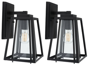 Safavieh RYDLER, Modern 7.48-Inch Black Steel & Glass Outdoor Wall Sconce Set of 2 for Stylish Illumination PLT7030A-SET2