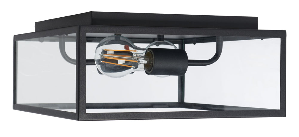 Safavieh RINNAH, 12 Inch Outdoor Flush Mount Light – Modern Black Steel & Glass Fixture for Patios & Porches PLT7034A