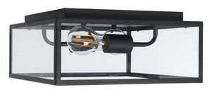 Safavieh RINNAH, 12 Inch Outdoor Flush Mount Light – Modern Black Steel & Glass Fixture for Patios & Porches PLT7034A