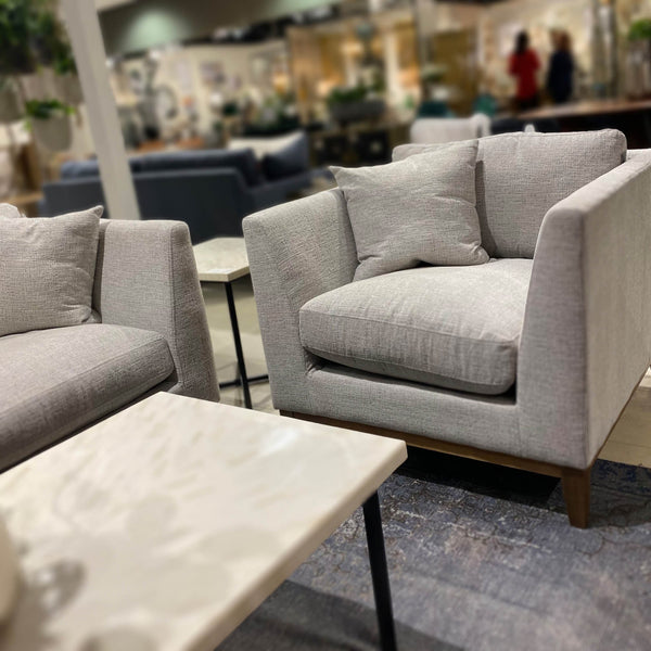 Lh Imports Harmony Club Chair - Cozy Woven Tweed In Neutral, Sturdy Pine Frame & French Oak Legs For Elegance Grey Oak,Pine,Plywood,Polyester,Foam,Polyester Fiber,Feather Plu023-wtn