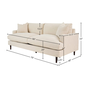 Lh Imports Martha Apartment Sofa - Beach Alabaster: Luxurious Comfort With Reversible Cushions & Hardwood Frame Beige Hemlock,Alder,Plywood,Feather,Polyester,Foam,Polyester Fiber Plu071-bl