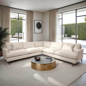 Lh Imports Martha Corner Sectional - Beach Alabaster, Modular Design With High-density Foam For Ultimate Comfort Beige Hemlock,Alder,Plywood,Feather,Polyester,Foam,Polyester Fiber Plu072-bl