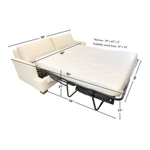 Lh Imports Martha Queen Sofa Bed - Beach Alabaster With 5.5" Memory Foam And Durable Steel Frame For Comfort Beige Hemlock,Alder,Plywood,Feather,Polyester,Foam,Polyester Fiber Plu074-bl