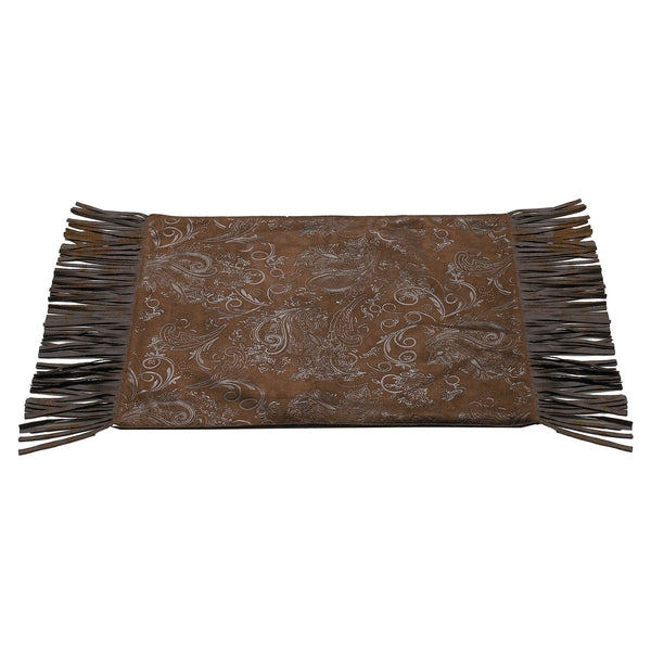 Hiend Accents Tooled Faux Leather Placemat Set - Elevate Your Dining With Elegant Design And Durability Chocolate 100% Polyester Pm1004