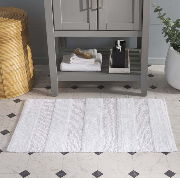 Safavieh Harper Handwoven Cotton Bathmat Striated Texture for a Clean Modern Bathroom Floor PMBS901F-3220