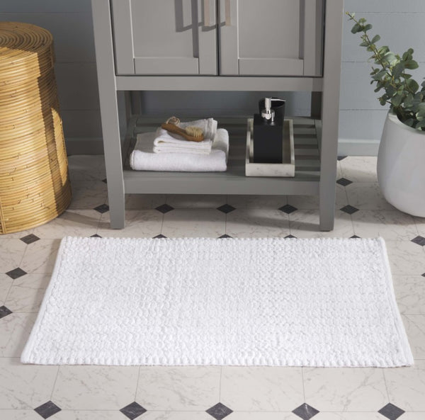 Safavieh Oliva Handwoven Cotton Bathmat Ridged Hatched Texture for Modern Minimalist Bathrooms PMBS902F-3220