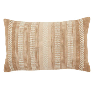 Jaipur Living Vibe by Jaipur Living Pampas Embroidered Lumbar Pillow Cover Tribal Stripe Polyester Beige PLC102445
