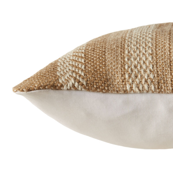 Jaipur Living Vibe by Jaipur Living Tribal Embroidered Striped Lumbar Pillow for Indoor Outdoor Use Beige PLW103723