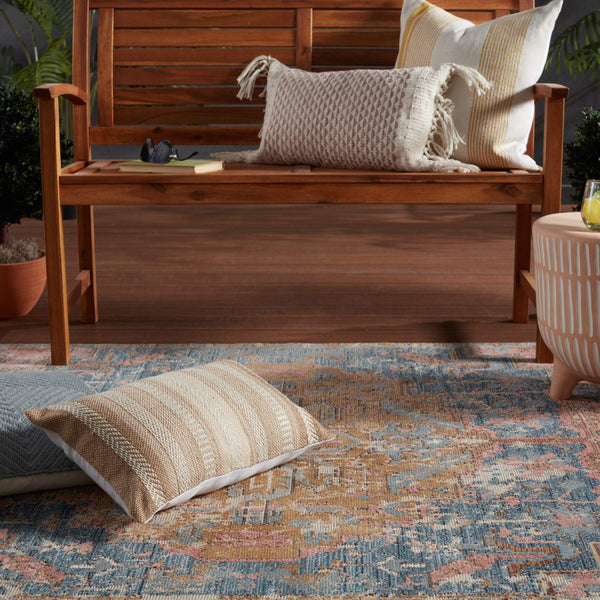 Jaipur Living Vibe by Jaipur Living Pampas Embroidered Lumbar Pillow Cover Tribal Stripe Polyester Beige PLC102445