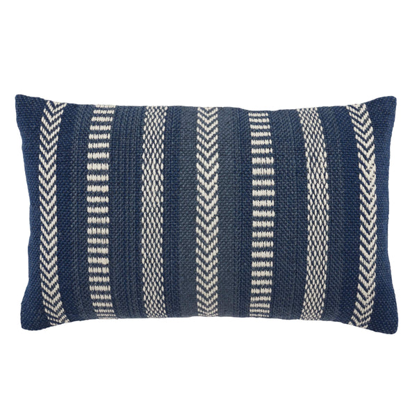 Jaipur Living Vibe by Jaipur Living Pampas Embroidered Lumbar Pillow Cover Tribal Stripe Polyester Blue PLC102446