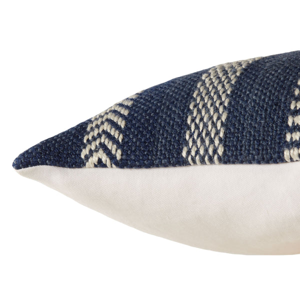 Jaipur Living Vibe by Jaipur Living Pampas Embroidered Lumbar Pillow Cover Tribal Stripe Polyester Blue PLC102446