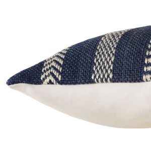 Jaipur Living Vibe by Jaipur Living Tribal Embroidered Striped Lumbar Pillow for Indoor Outdoor Use Blue PLW103724