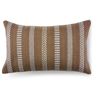 Jaipur Living Vibe by Jaipur Living Pampas Embroidered Lumbar Pillow Cover Tribal Stripe Polyester Tan PLC102447