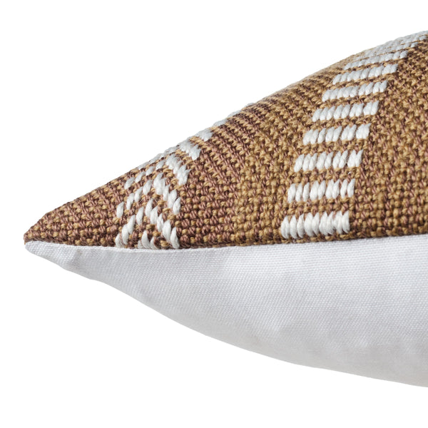Jaipur Living Vibe by Jaipur Living Pampas Embroidered Lumbar Pillow Cover Tribal Stripe Polyester Tan PLC102447