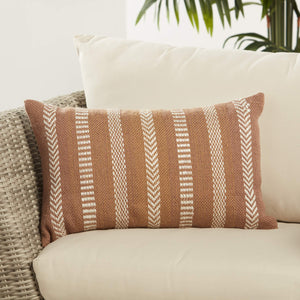 Jaipur Living Vibe by Jaipur Living Pampas Embroidered Lumbar Pillow Cover Tribal Stripe Polyester Tan PLC102447