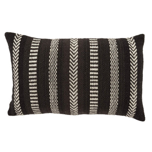 Jaipur Living Vibe by Jaipur Living Pampas Embroidered Lumbar Pillow Cover Tribal Stripe Polyester Black PLC102448
