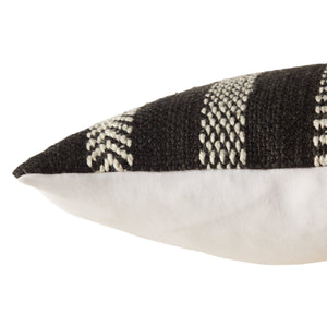 Jaipur Living Vibe by Jaipur Living Pampas Embroidered Lumbar Pillow Cover Tribal Stripe Polyester Black PLC102448