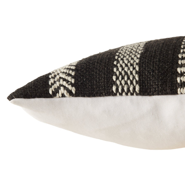Jaipur Living Vibe by Jaipur Living Pampas Embroidered Lumbar Pillow Cover Tribal Stripe Polyester Black PLC102448