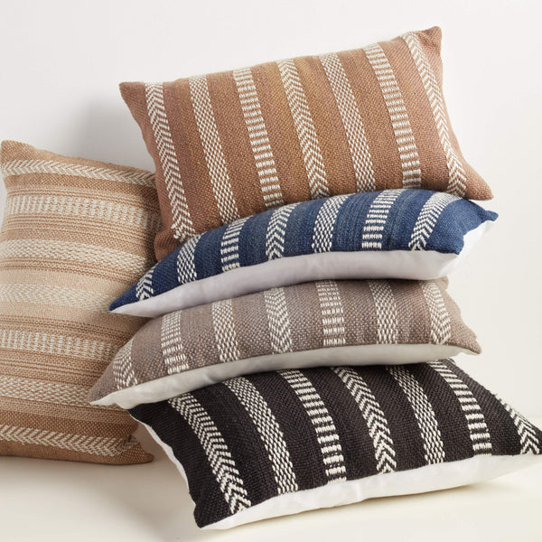 Jaipur Living Vibe by Jaipur Living Pampas Embroidered Lumbar Pillow Cover Tribal Stripe Polyester Black PLC102448