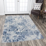 Rizzy Panache PN6959 Power Loomed Transitional Polypropylene Rug Ivory/Blue 9'10" x 12'6"