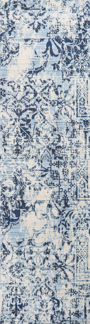 Rizzy Panache PN6959 Power Loomed Transitional Polypropylene Rug Ivory/Blue 2'3" x 7'7"