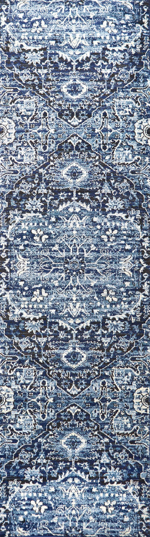 Rizzy Panache PN6962 Power Loomed Transitional Polypropylene Rug Blue/Ivory 2'3" x 7'7"