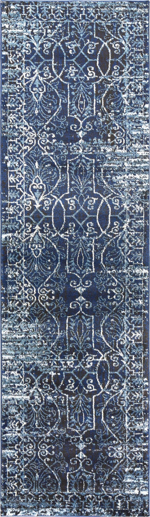 Rizzy Panache PN6964 Power Loomed Transitional Polypropylene Rug Blue/Ivory 2'3" x 7'7"