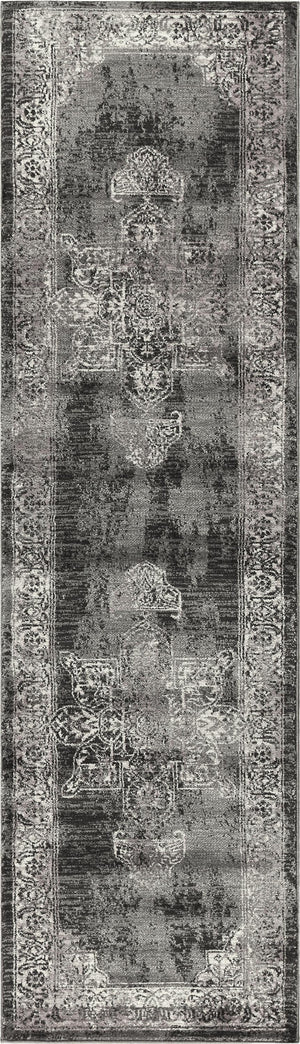 Rizzy Panache PN6972 Power Loomed Transitional Polypropylene Rug Gray/Black 2'3" x 7'7"