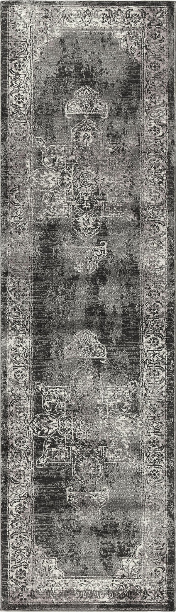 Rizzy Panache PN6972 Power Loomed Transitional Polypropylene Rug Gray/Black 2'3" x 7'7"