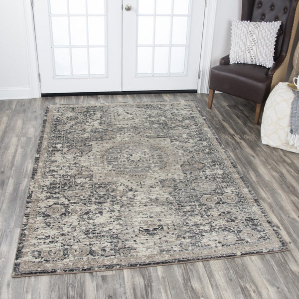 Rizzy Panache PN6977 Power Loomed Traditional  Polypropylene Rug Gray/Natural 9'10" x 12'6"