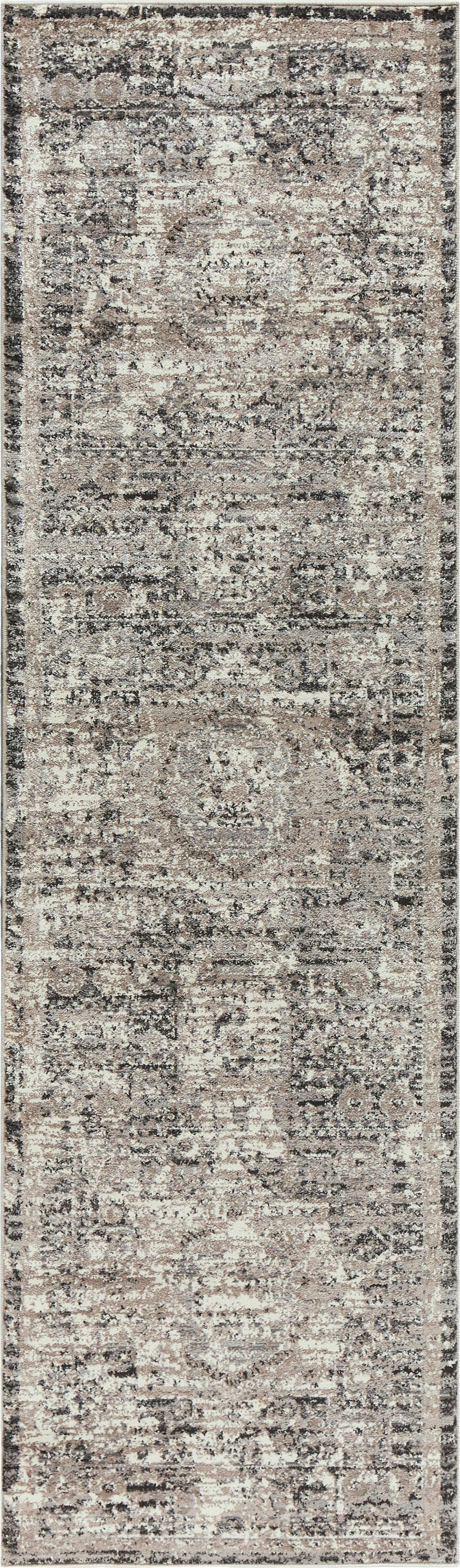 Rizzy Panache PN6977 Power Loomed Traditional  Polypropylene Rug Gray/Natural 2'3" x 7'7"