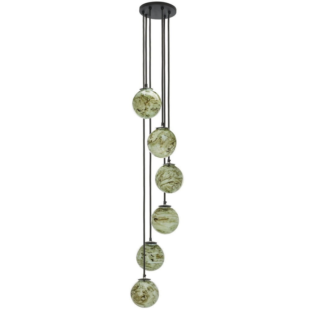 Safavieh Hallie, 6 Light, 64 Inch, Black/Multi, Iron/Glass Pendant PND3000A
