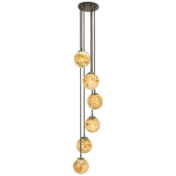 Safavieh Hallie, 6 Light, 64 Inch, Black/Multi, Iron/Glass Pendant PND3000A