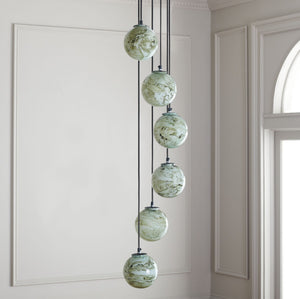 Safavieh Hallie, 6 Light, 64 Inch, Black/Multi, Iron/Glass Pendant PND3000A