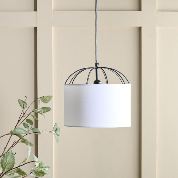 Safavieh Noomi, 12-inch Modern Table Lamp In White/Black - Elegant Metal & Fabric Design For Any Space White ,Black Fabric & Metal Pnd3001a