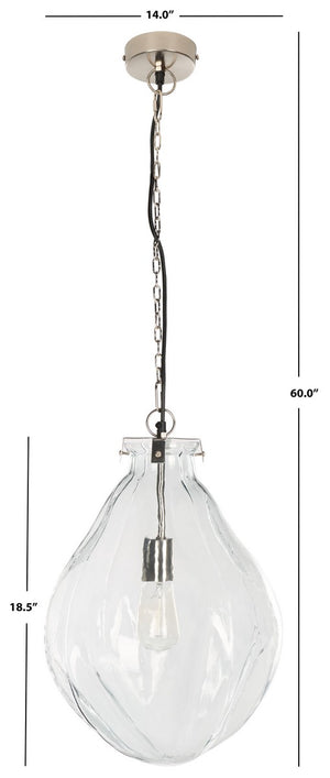 Safavieh Kinney, 18 Inch, Clear/Nickle, Glass/Iron Pendant PND3003A