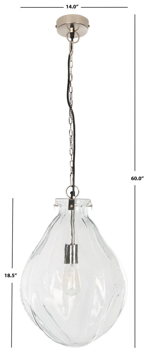 Safavieh Kinney, 18 Inch, Clear/Nickle, Glass/Iron Pendant PND3003A