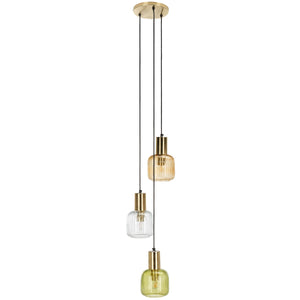 Safavieh Rhea, 3 Light, 13 Inch, Multi/Gold, Glass/Iron Pendant PND3011A