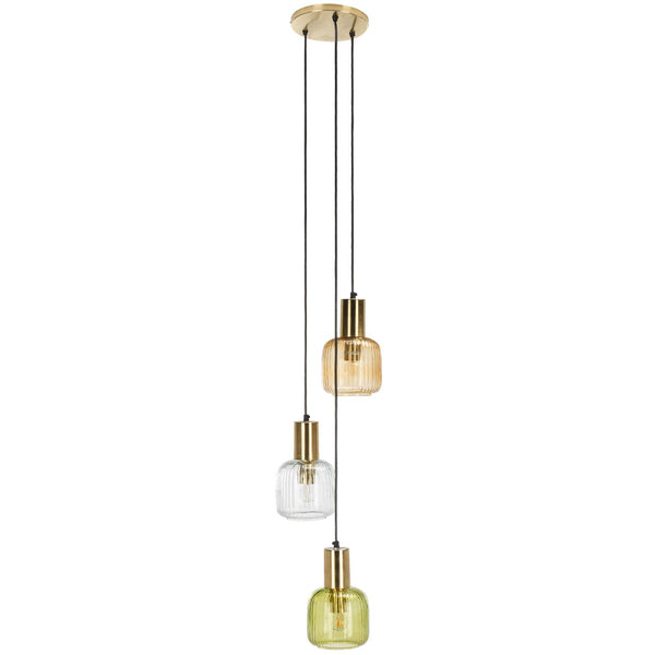 Safavieh Rhea, 3 Light, 13 Inch, Multi/Gold, Glass/Iron Pendant PND3011A