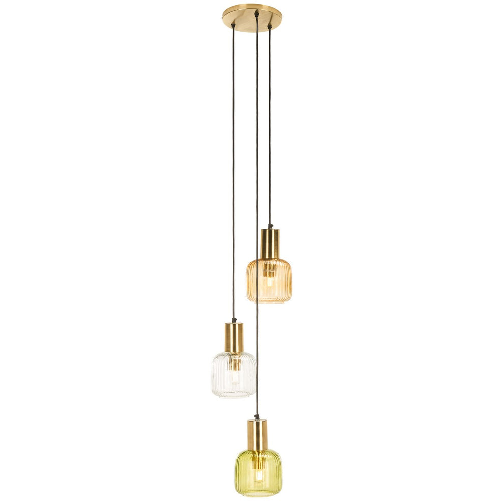 Safavieh Rhea, 3 Light, 13 Inch, Multi/Gold, Glass/Iron Pendant PND3011A