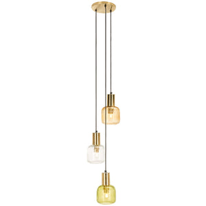 Safavieh Rhea, 3 Light, 13 Inch, Multi/Gold, Glass/Iron Pendant PND3011A