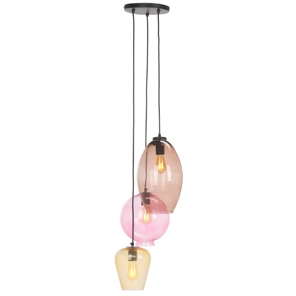 Safavieh KEONI, 3-Light Pendant in Multi-Black Glass & Iron - Modern Artistry for Dining and Living Spaces PND3012A