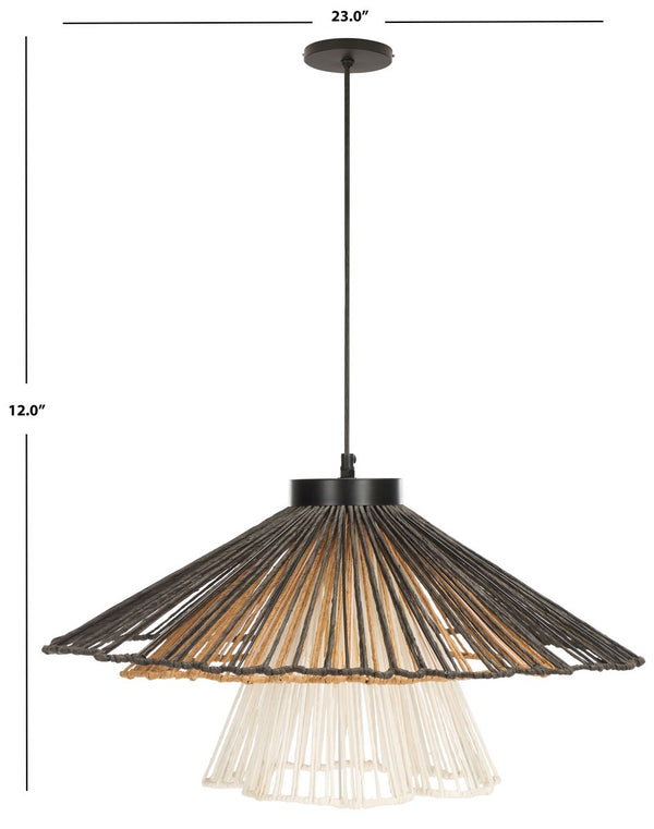 Safavieh Gavi, 23 Inch, Black/Natural/White, Paper Raffia/Iron, Pendant PND3023A