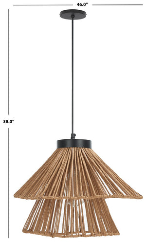 Safavieh Kaia, 16 Inch, Natural/Black, Paper Raffia/Iron Pendant PND3024A